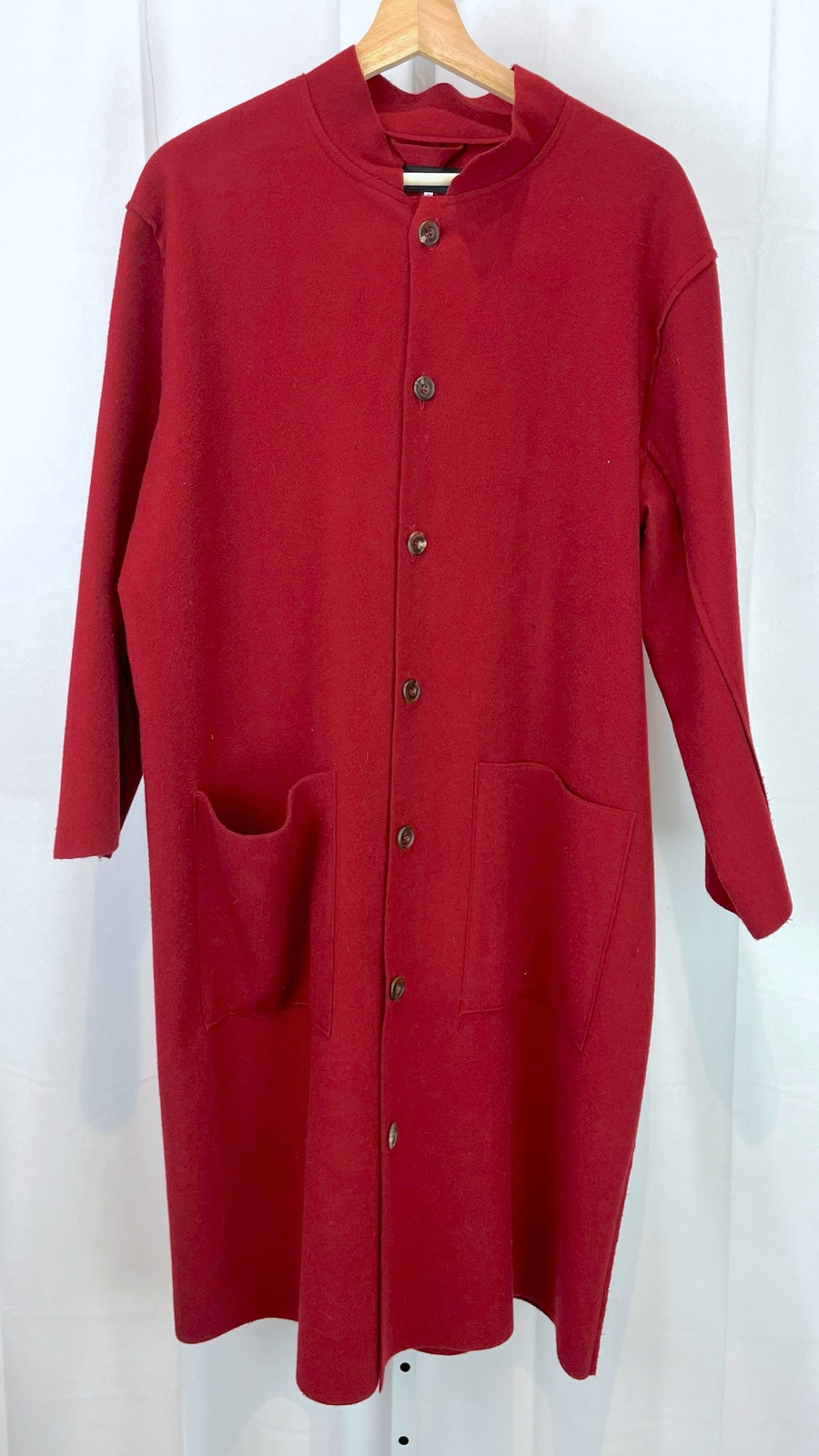 Eskandar M/L Sz 1 Felted Wool Cashmere Duster Jacket Coat Button Up England Red